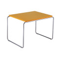 Mesa infantil retangular de MDF amarela com base de arame